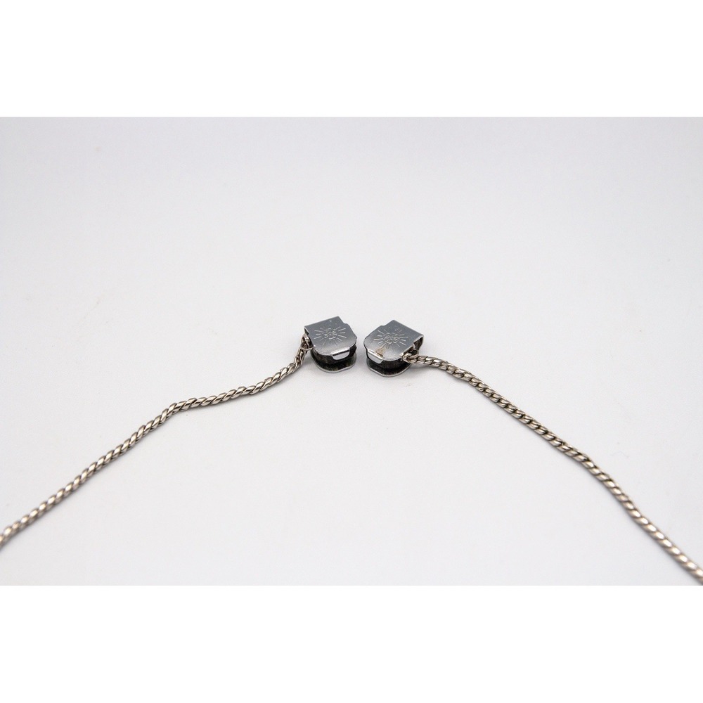 Silver Tone Chain Necklace Floral Clamp Accents Vintage Style Jewelry‎ - Picture 3 of 3